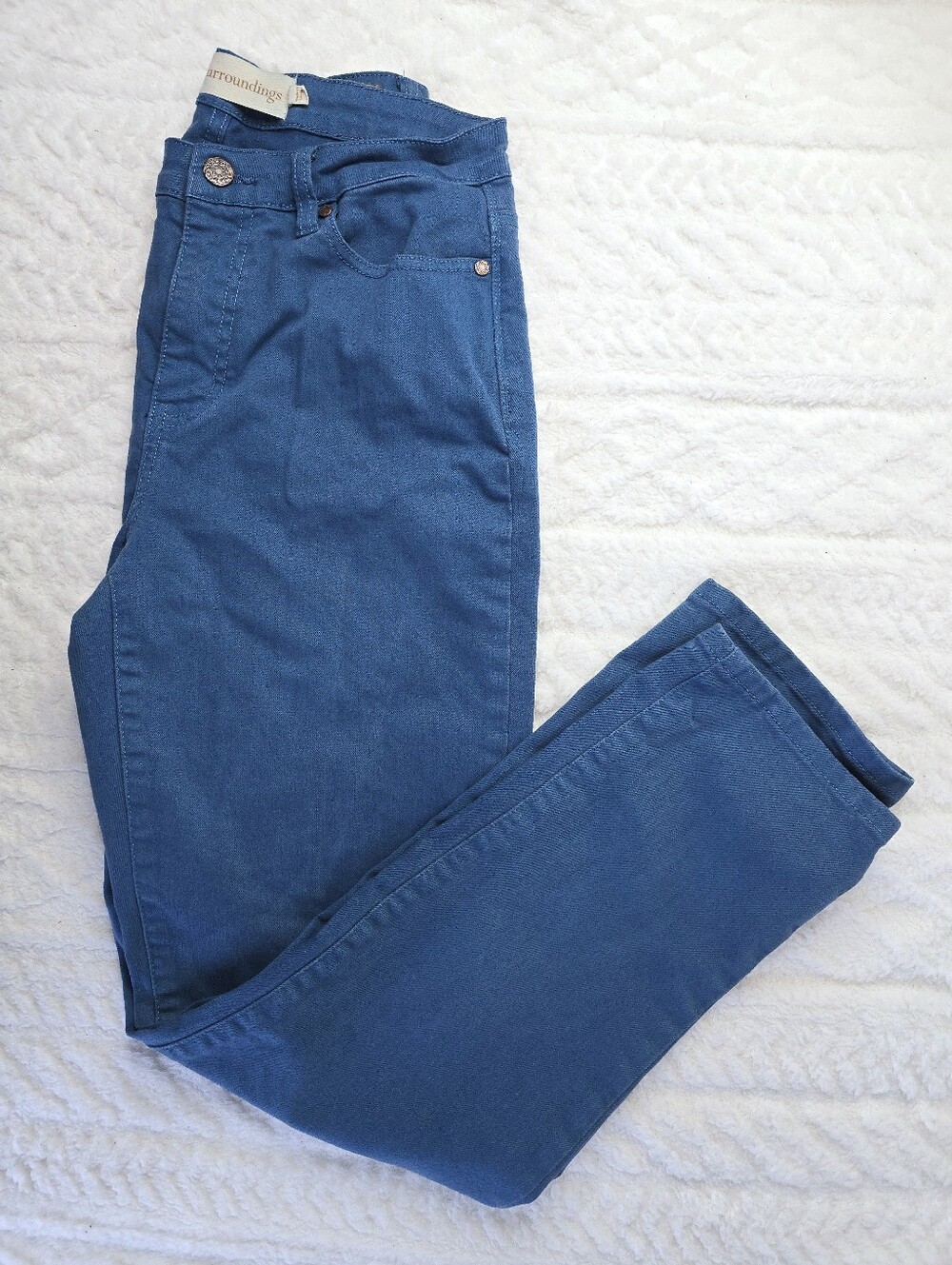 Soft Surroundings Colored Jeans Aqua Blue Mid Rise Straight Stretch Cotton 6